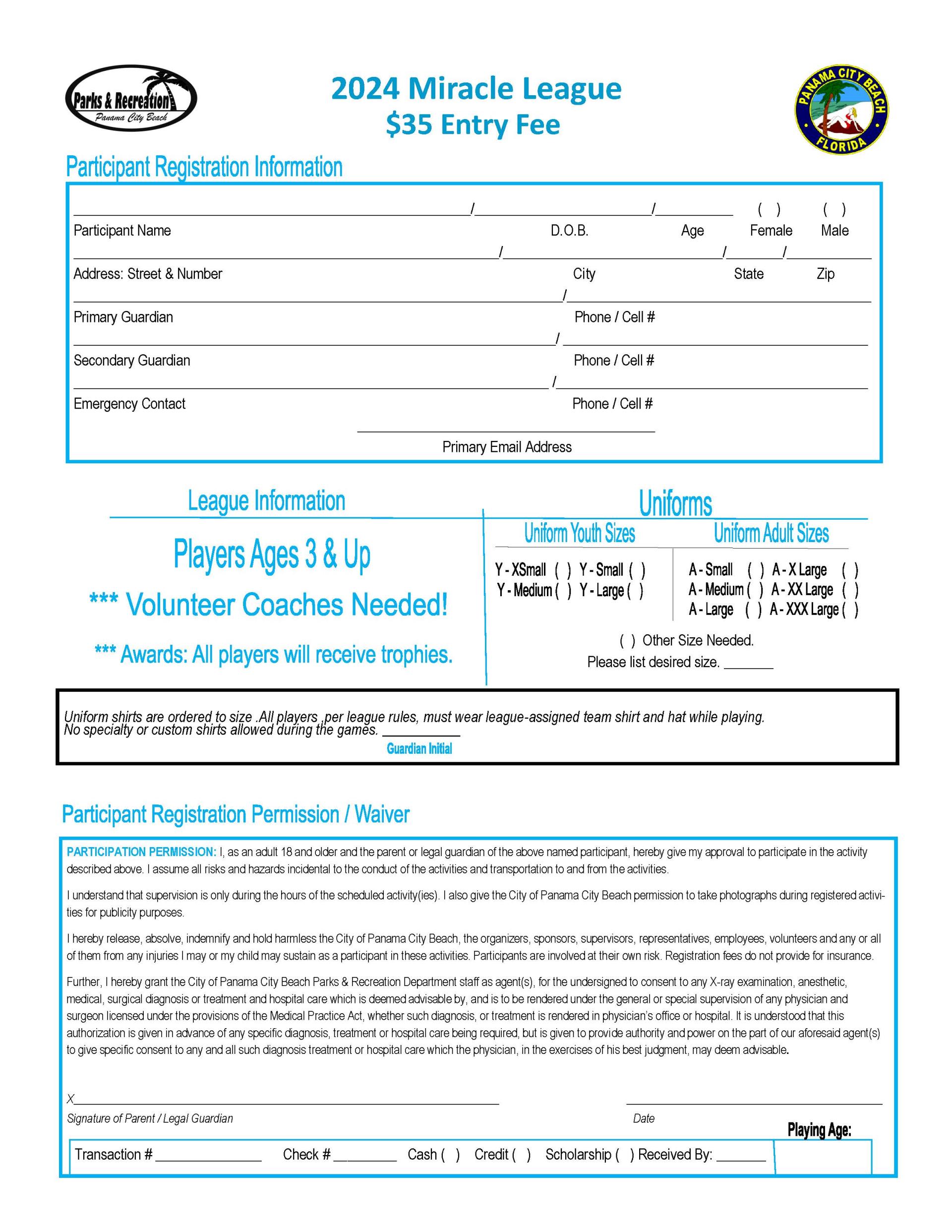 M.L. Fall 2024 Registration Form